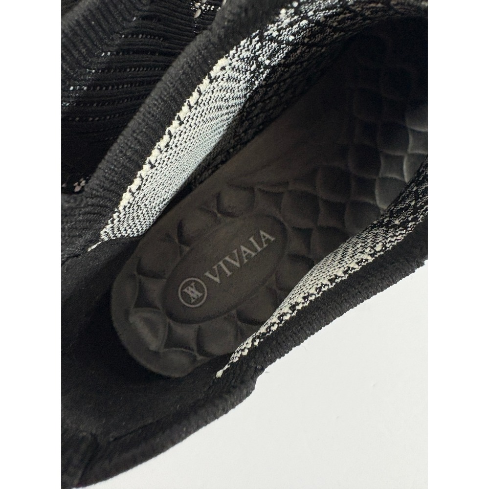 Vivaia Regina Black White Diamond Knit Square Toe Ankle Boots Size 38.5 - Picture 4 of 8